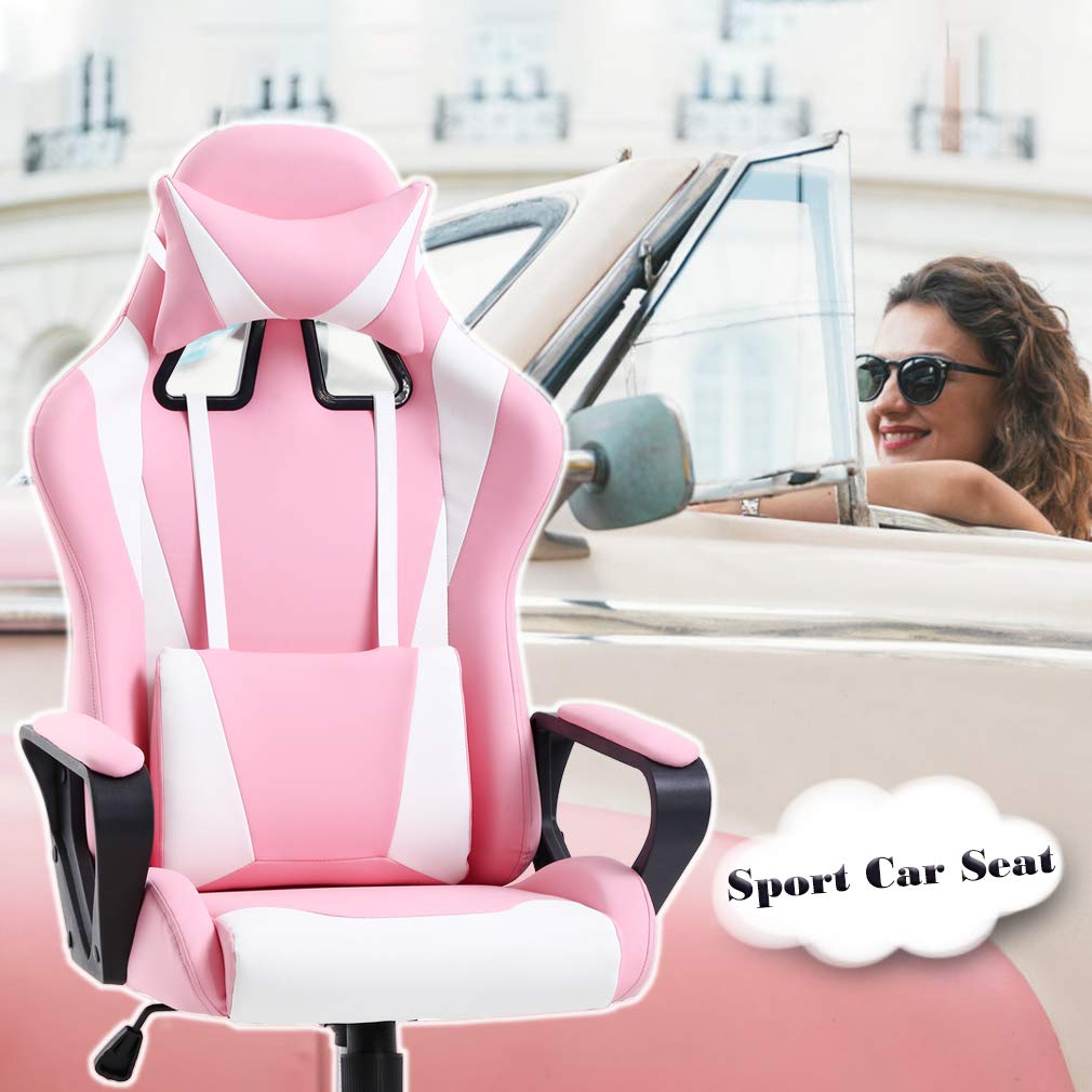 Gaming Chair Office Chair Desk Chair Ergonomic Executive Swivel Rolling Computer Chair with Lumbar Support, Pink BestOffice