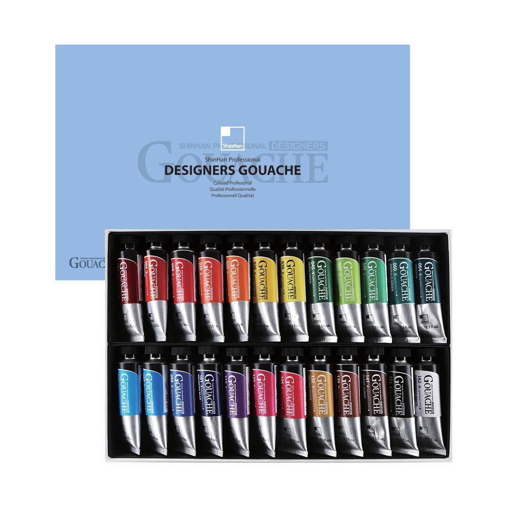 ShinHan Professional Designer Gouache 15ml Tube 24 Colors Set A ShinHan