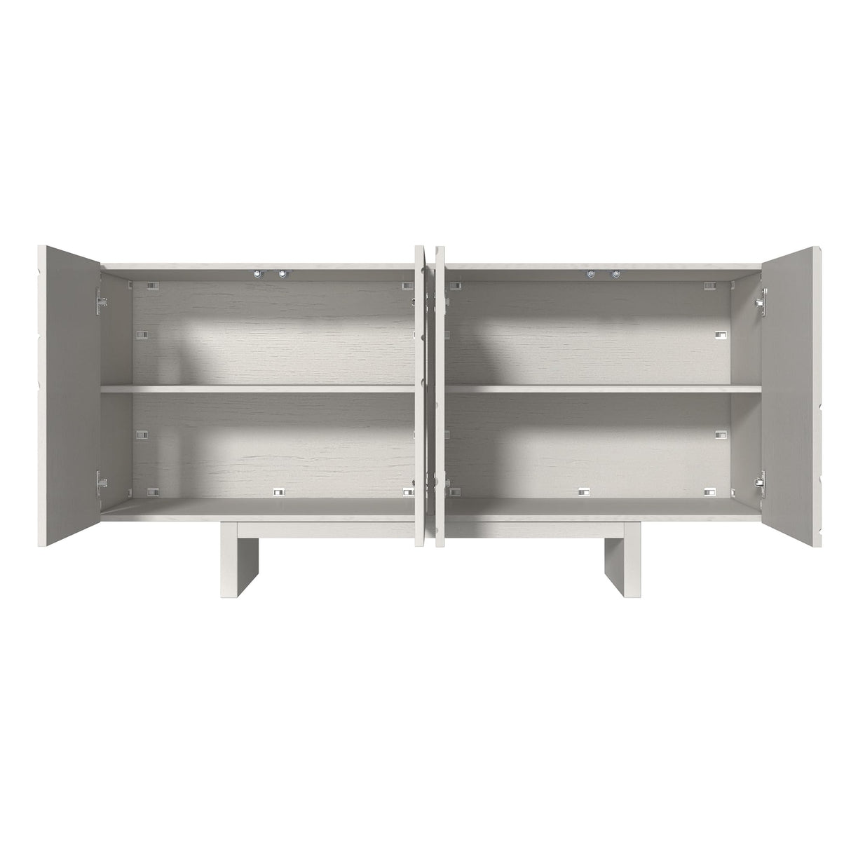 Clihome 63'' Sideboard Buffet Cabinet, 4 Door Console Cabinet with Storage TV Stand Credenza Accent Cabinet Wooden Cabinet with Adjustable Shelf for Bedroom, Living Room, Dining Room, Cream Line Clihome