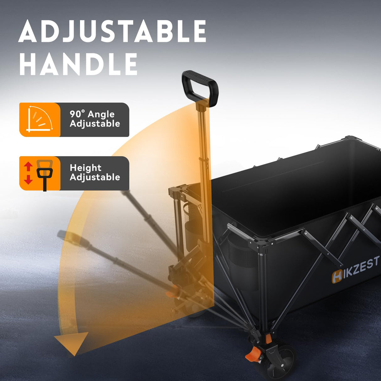 Hikzest Collapsible Wagon Cart Foldable, Utility Grocery Wagon with Wheels, Heavy Duty Lightweight Portable Folding Wagon for Outdoor Garden Sports and Shopping, Black Hikzest