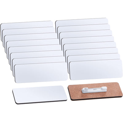 16 Pieces Sublimation Name Tag DIY Blank ID Name Badge with Round Corners Pin Custom Personalized Name Tag for School, Office (1 x 3 inch)