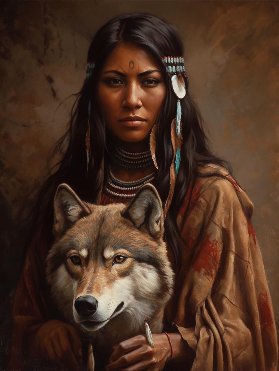 Diamond Art Painting Native American,Wolf and Eagle Paintings Indian Man and Woman Brown(12) Kit for Adults Diamond Art Painting by Number Kits Gem Art Wall Home Decor(Canvas 11.8 x15.8inch) Generic