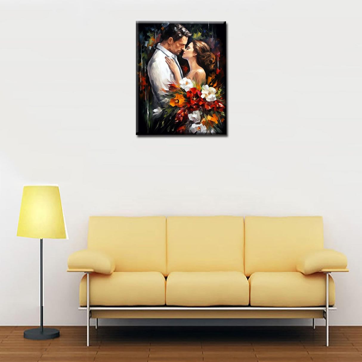 Tucocoo Romantic Lovers Paint by Number for Adults Beginner, DIY Oil Painting Kits on Canvas with Brushes and Acrylic Pigment, Abstract Flowers and Couple Picture for Home Decor 16x20inch (Frameless) Tucocoo