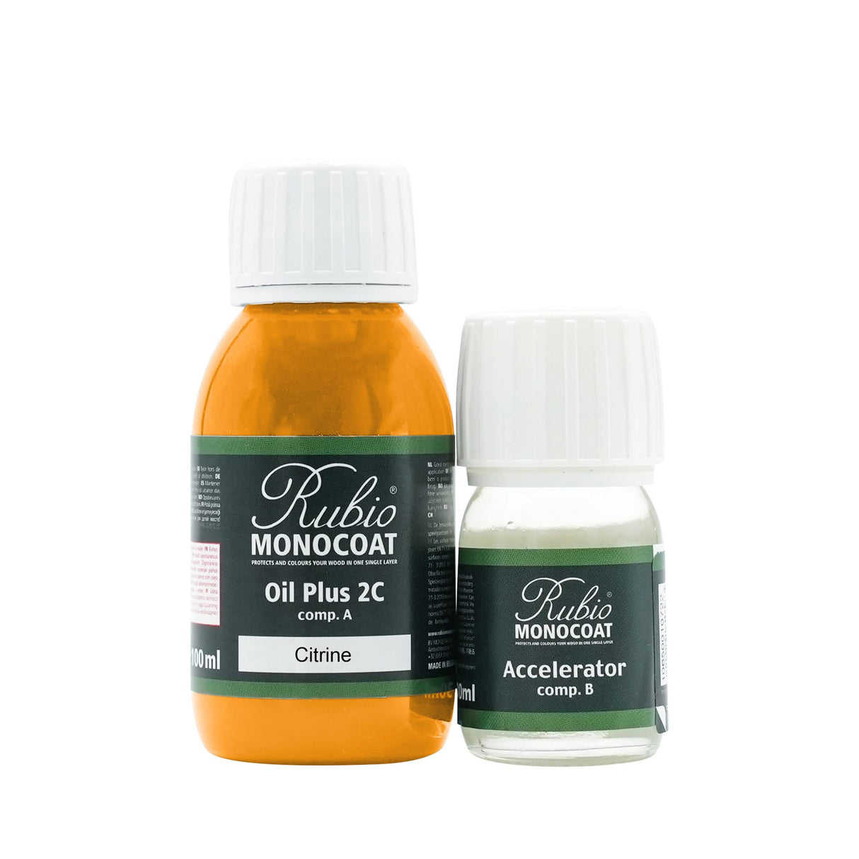 Rubio Monocoat Wood Stain & Finish 65 ft² - Citrine | Oil Plus 2C | Quick-Dry, Eco-Friendly Linseed Wood Oil for Indoor Use, Includes Accelerator (Part B) | Protector | 130 ml Rubio Monocoat