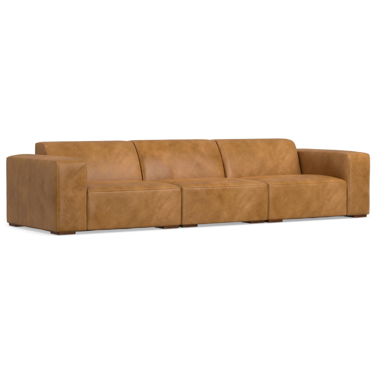 SIMPLIHOME Rex 3-Seater Modular Sofa in Full-Grain Genuine Leather, Sienna, 122-inches Wide, Handcrafted Modern-Style Leather Couch for Living Room and Family Room SIMPLIHOME