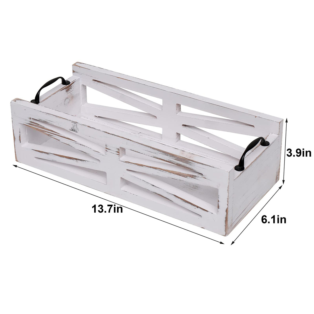 MJYIOK Toilet Tank Basket Rustic White Toilet Paper Holder Bathroom Decor Box,Farmhouse Kitchen Utensil Holder Caddy,for Kitchen MJYIOK