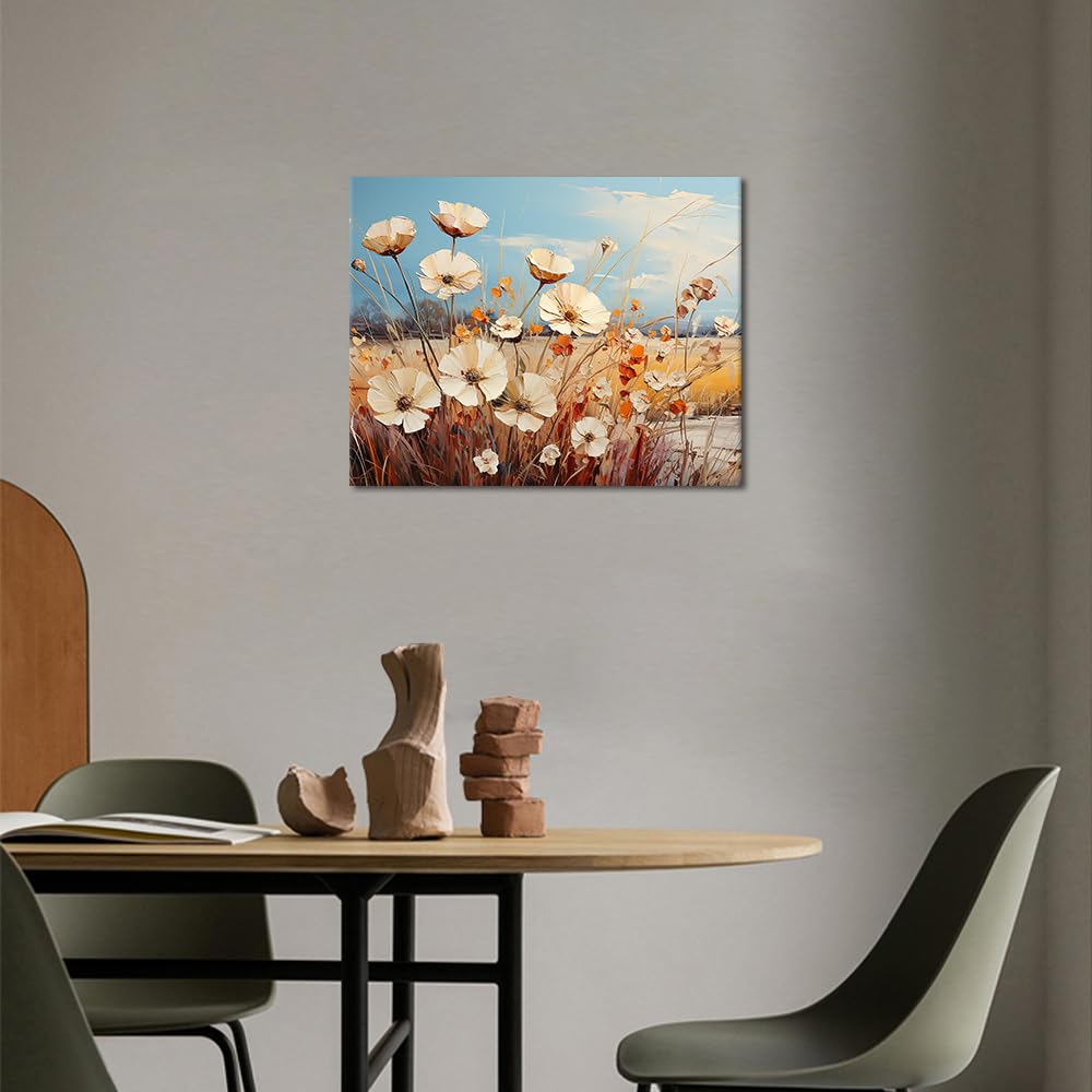 TUMOVO Daisies Paint by Numbers Adult Daisies on The Indian Summer Field Paint by Number Kits Impressionism Oil Painting with Brushes and Pigment for Home Decoration, 16 x20 Inch TUMOVO