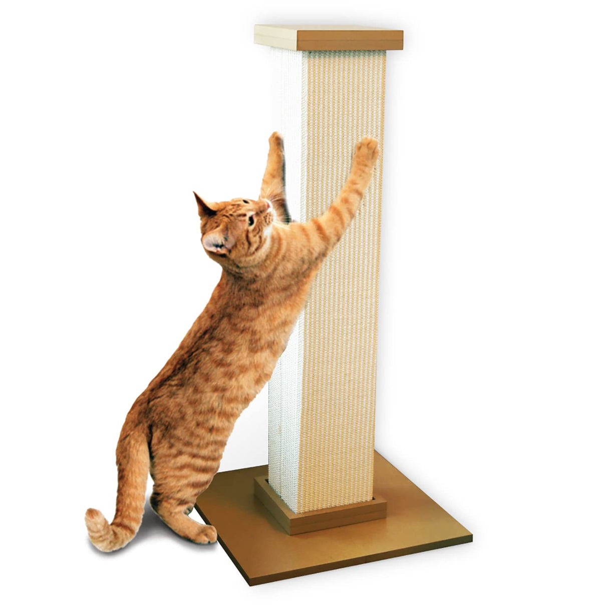 SmartCat Ultimate Scratching Post – Beige, Large 32 Inch Tower - Sisal Fiber, Simple Design - For All Cats SmartCat