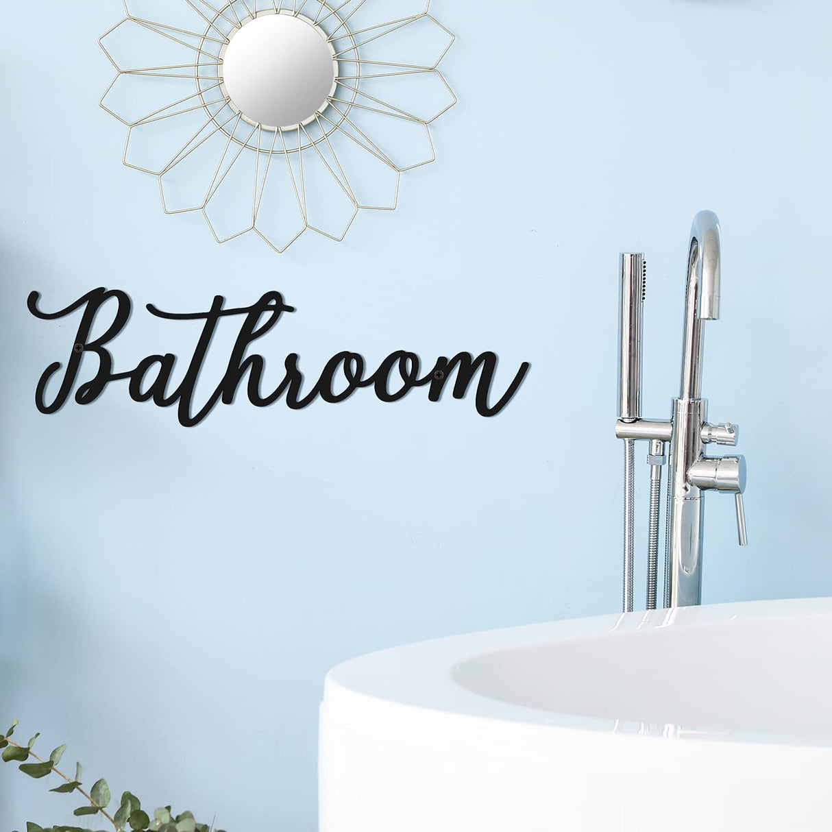 Jetec Iron Farmhouse Metal Sign Rustic Letter Sign Farmhouse Door Wall Art Vintage Room Wall Art with Black Letter(Bathroom) Jetec