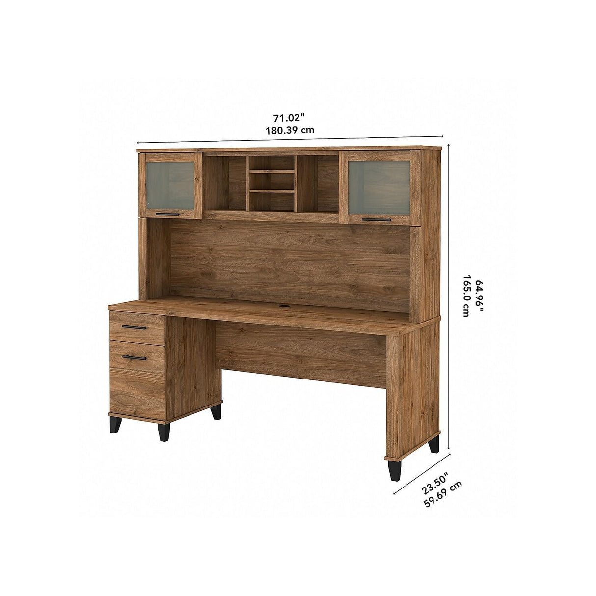 Bush Business Furniture Somerset Office Desk with Drawers and Hutch, 72W, Fresh Walnut Bush Business Furniture
