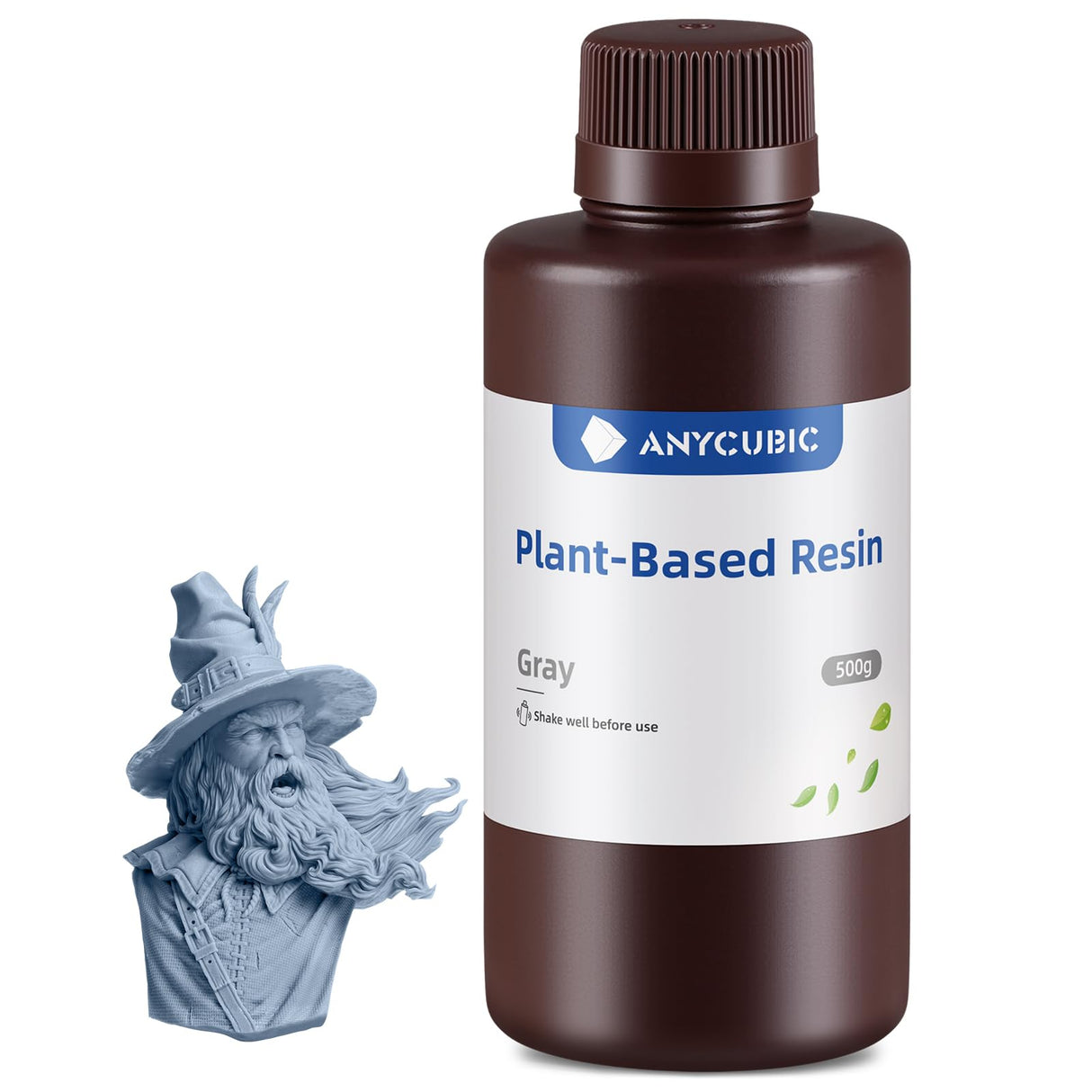 ANYCUBIC 3D Printer Resin with Low Odor and Safety, 405nm UV Plant-Based Rapid Resin with High Precision and Quick Curing for LCD 3D Printing (Grey, 500g) ANYCUBIC