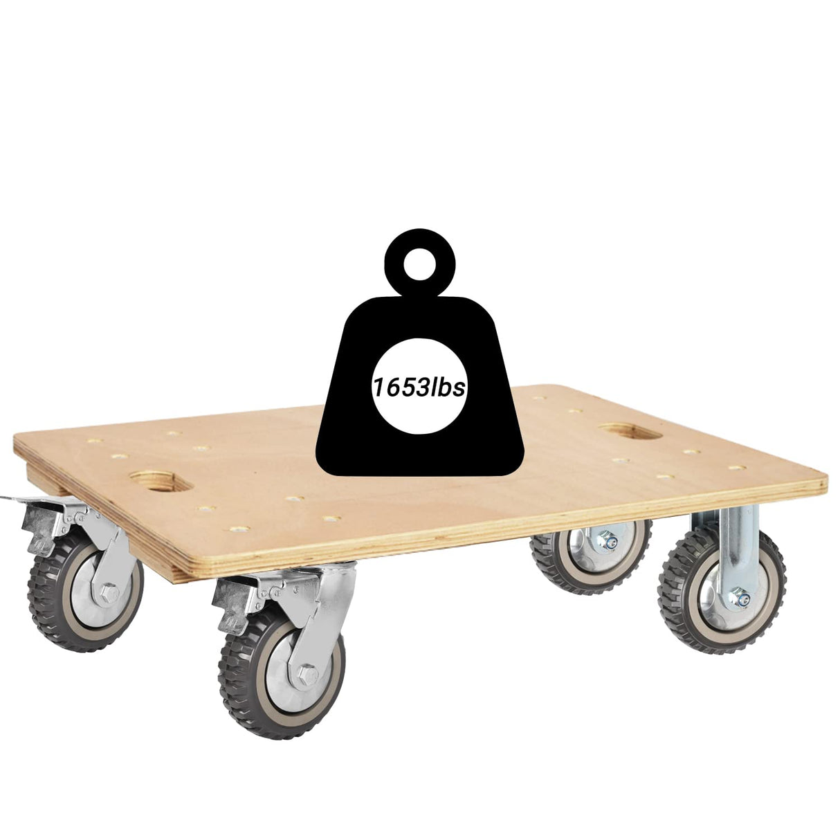 tonchean 6" Heavy Duty Caster 4-Piece Set, Polyurethane Ball Bearing Plate Caster, 2 Fixed Wheels and 2 Lockable Wheels, 360° Swivel Caster Load Capacity 1653lbs tonchean
