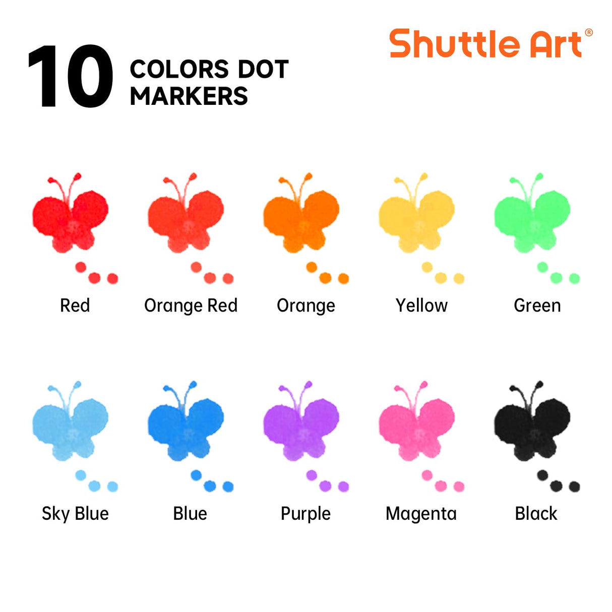Shuttle Art Dot Markers, 10 Colors Washable Markers for Toddlers,Bingo Daubers Supplies Kids Preschool Children, Non Toxic Water-Based Shuttle Art