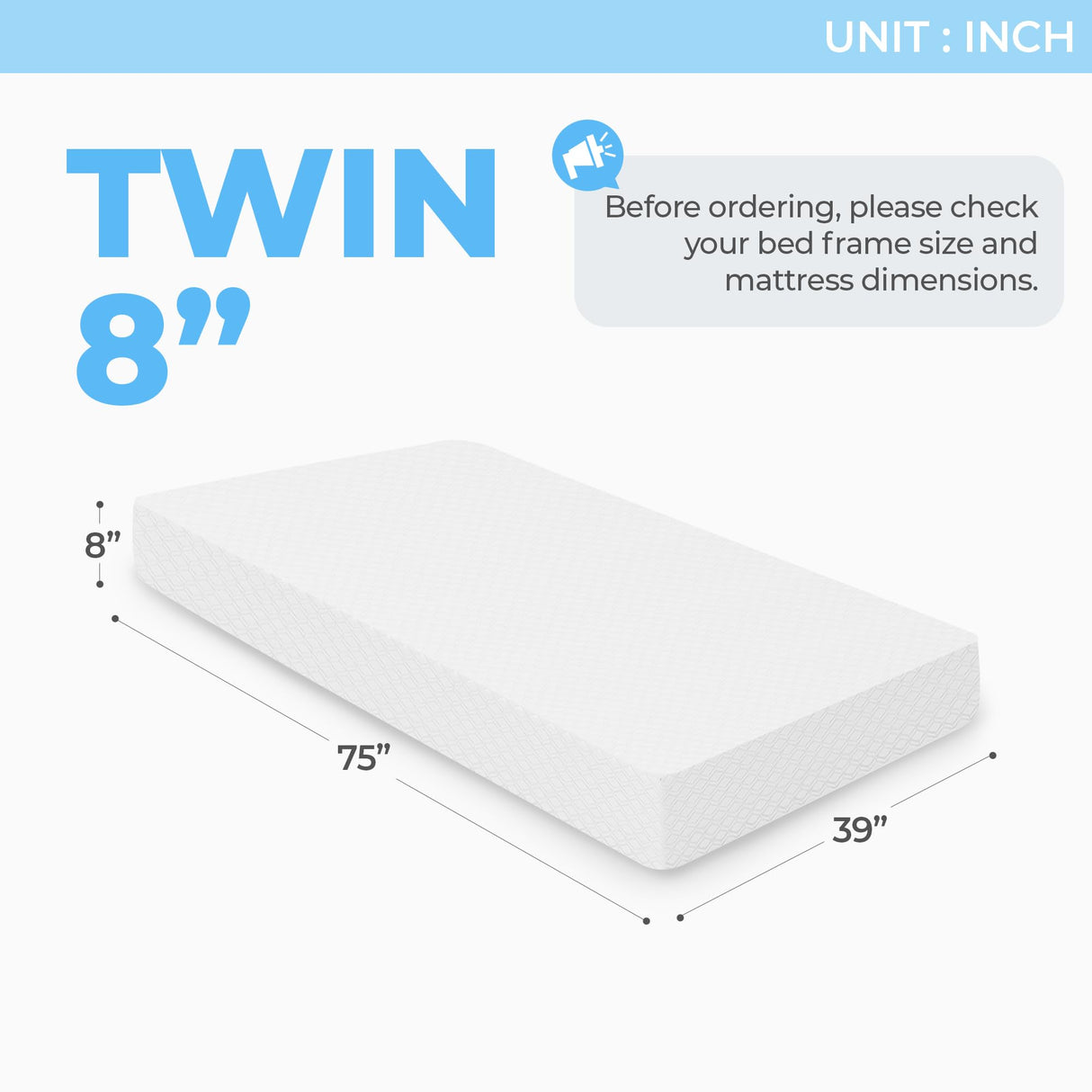 NEO SLEEP 8 Inch Twin Cooling Gel Memory Foam Mattress Medium Firm CertiPUR-US Certified Mattress in a Box Enhanced Pressure Relief Removable Soft Cover No Fiberglass (Twin, 8 in) NEO SLEEP