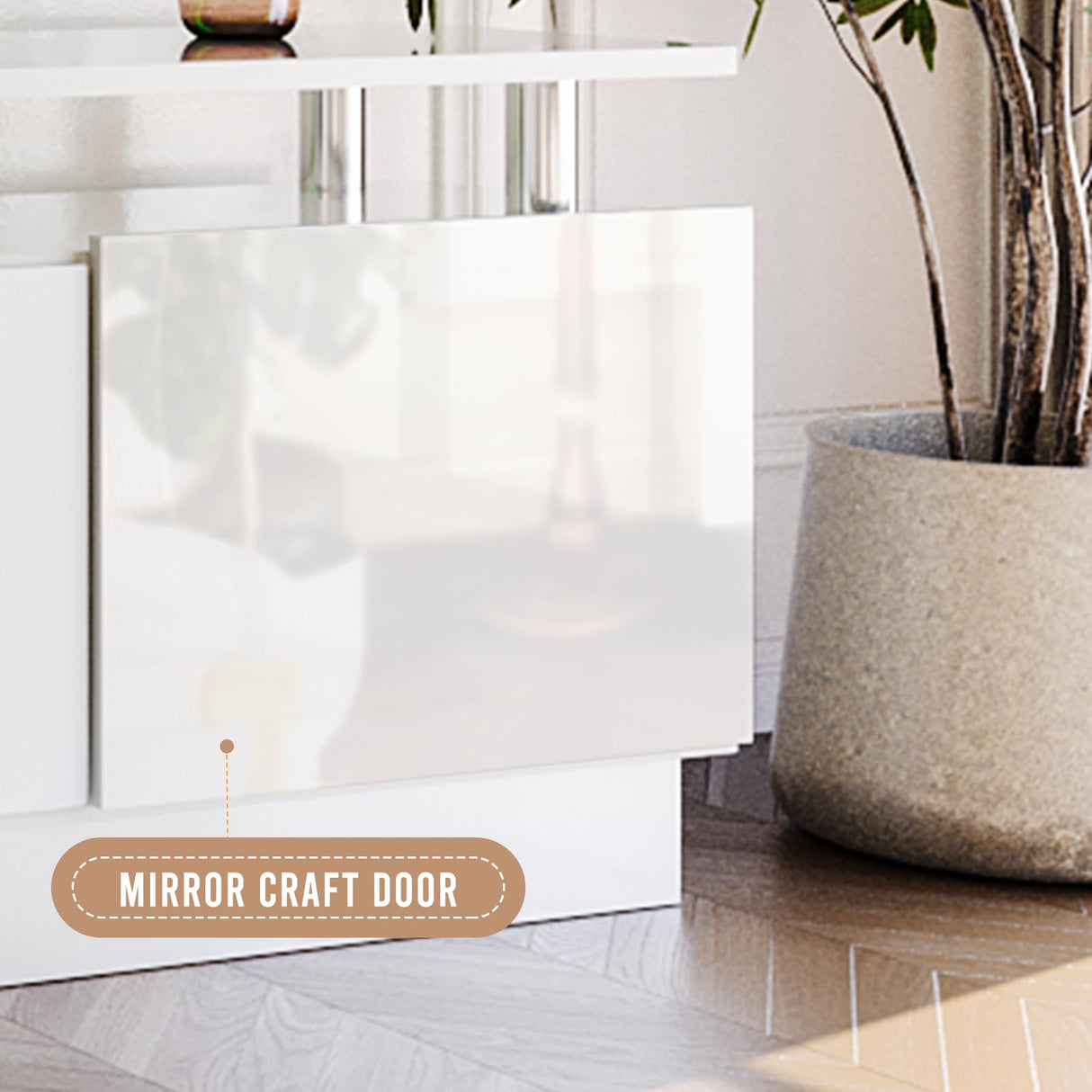 oneinmil Fireplace TV Stand with 36” Electric Fireplace, 70” 2 Tier TV Console Stand for TVs Up to 80", LED Light Entertainment Center, Fireplace for The Living Room TV Stand, White oneinmil