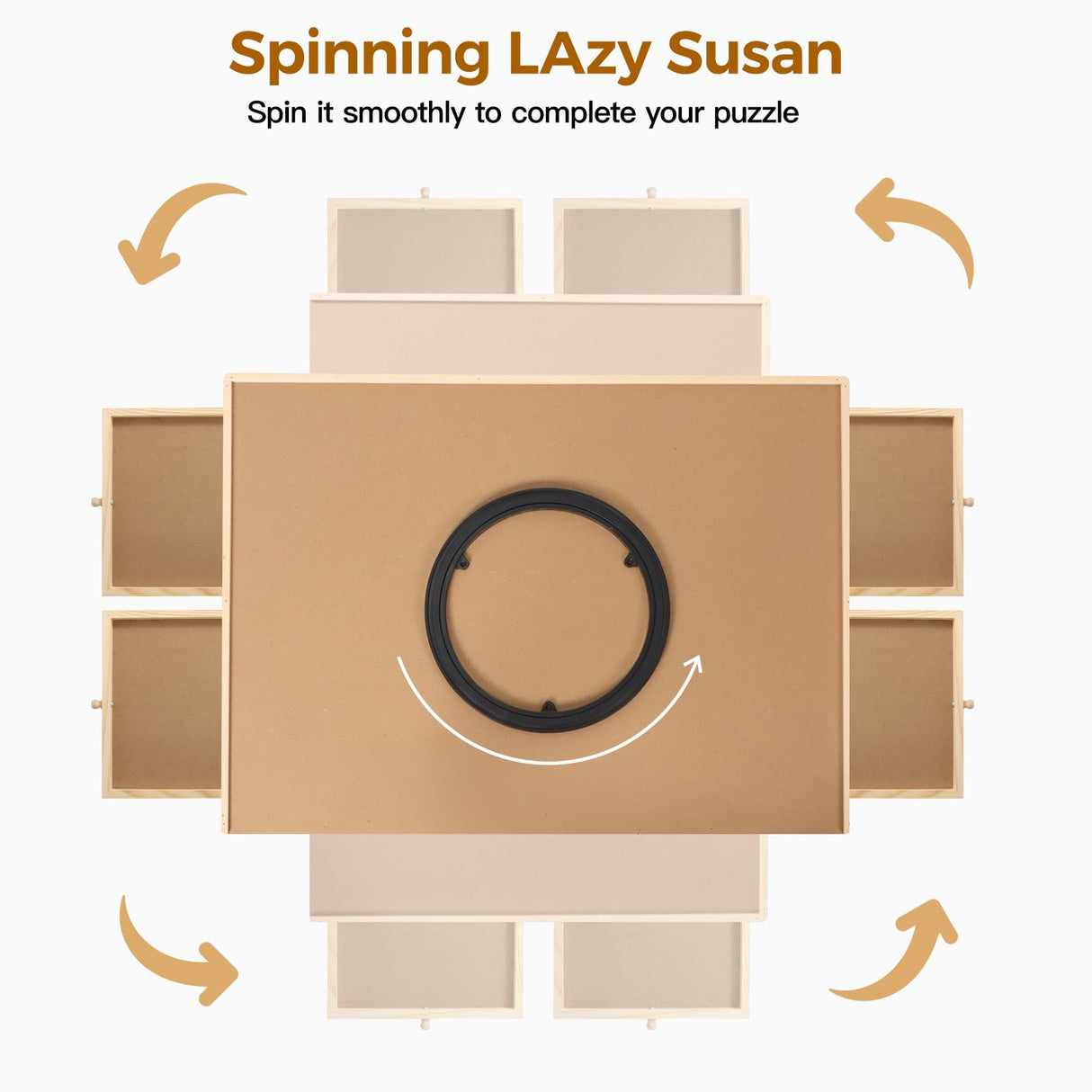 Panana Puzzle Locker 1000 Piece Puzzle Board with Drawers and Cover,30"x22" Portable Wooden Jigsaw Puzzle Table with 4 Drawers,Lazy Susan Spinning Puzzle Boards Birthday Gift (1000 pcs - Rotating) Panana