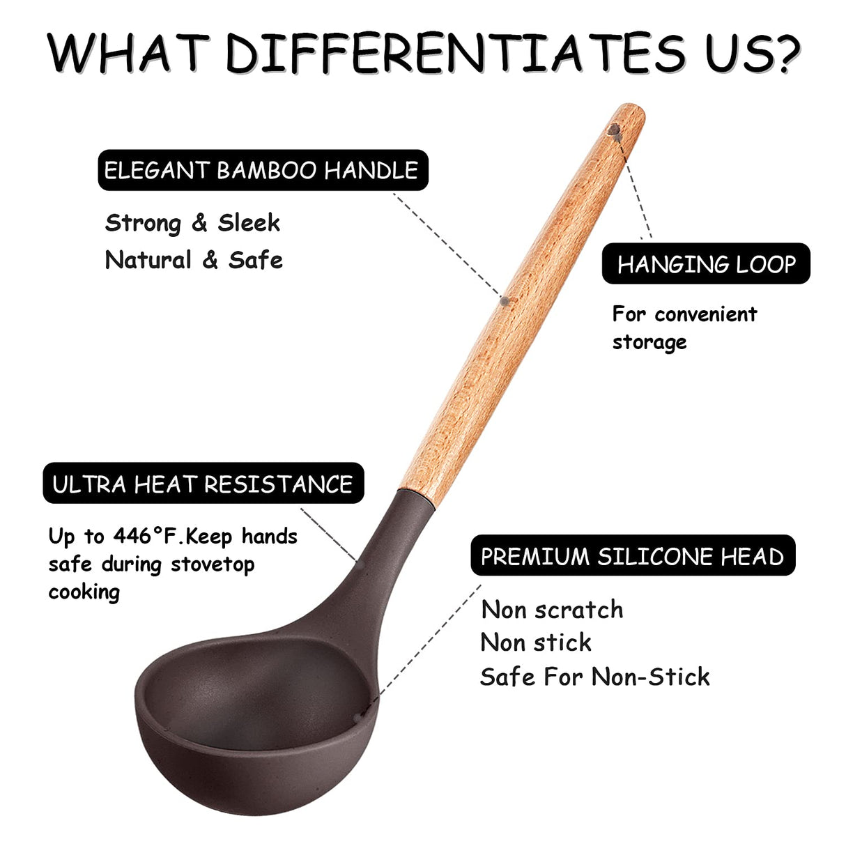 MIBOTE Silicone Cooking Kitchen Utensils Set with Holder, Wooden Handles BPA Free Non Toxic Silicone Turner Tongs Spatula Spoon Kitchen Gadgets Utensil Set for Nonstick Cookware (Coffee) MIBOTE