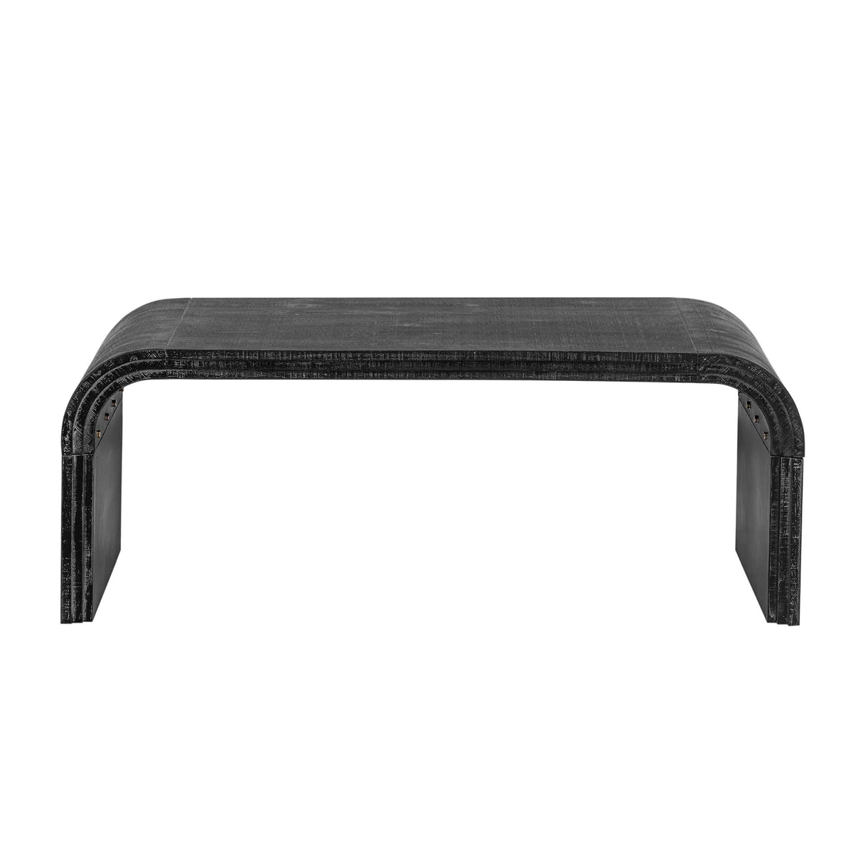 Bellemave Modern Coffee Table with Curved Art Deco Design Center Sofa Table Minimalist Cocktail Wooden Table for Living Room, Antique Black Bellemave