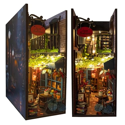MiniAlley Book Nook DIY Kit - Dreamy - Miniature House Dollhouse Kit for Adult and Teens, Desgined in USA, Booknook Bookshelf Decor Alley Model Build with LED Light, Gifts for Family and Friends