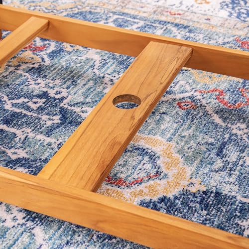 Cambridge Casual Miami Teak Wood Patio Dining Set with Cast Shale Cushion, Natural Teak/Cast Shale Cambridge Casual