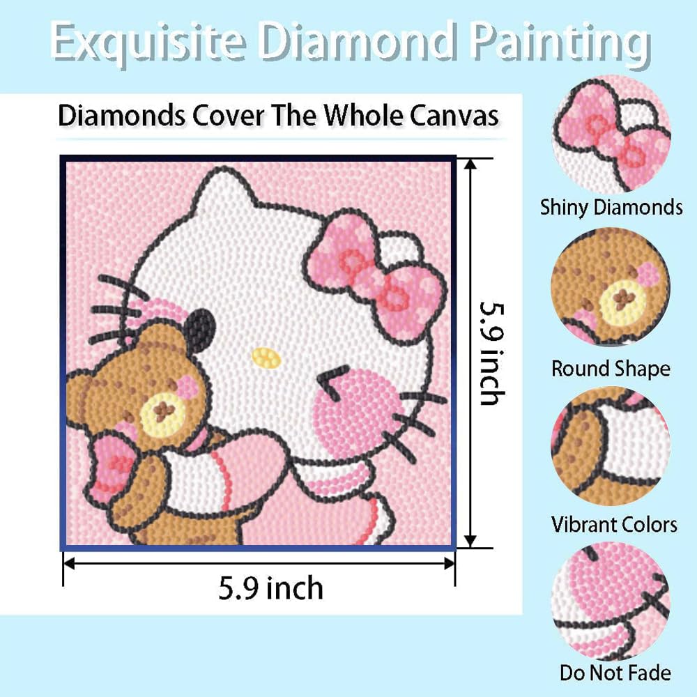 PERFECTSIGHT Cute 5D Diamond Art Kits, Kawaii DIY Painting Art for Adults Teen, 4 Pack Diamond Arts and Crafts Sets, Big Gem Full Drill Diamond Dots for Women (SLO) PERFECTSIGHT