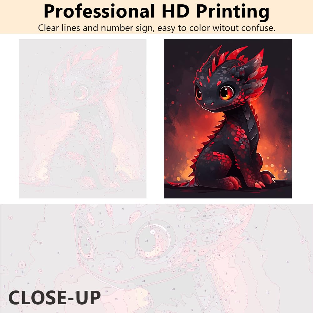 TUMOVO Cute Little Baby Dragon Paint by Numbers Kit, 16x20 Inch Acrylic Painting Arts and Craft for Kid & Adult TUMOVO