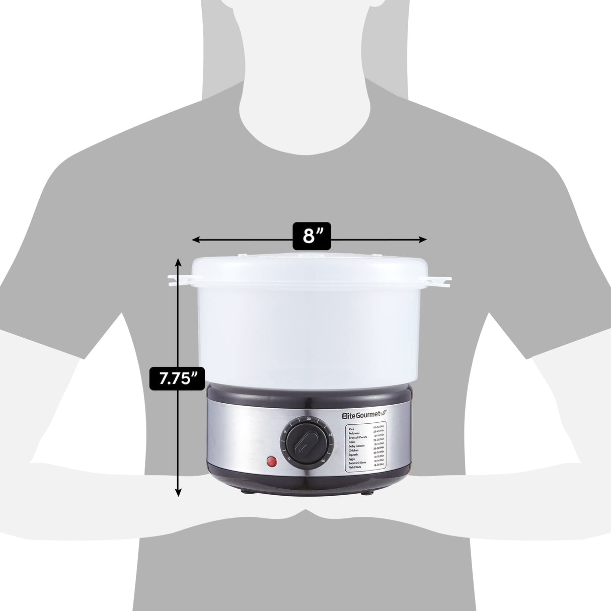 Elite Gourmet EST250 2.5 Quart Electric Compact Mini Food Vegetable Steamer, 400W with BPA-Free Tray, Auto Shut-off 60-min Timer, Veggies, Seafood, Chicken, Egg Cooker and more Elite Gourmet