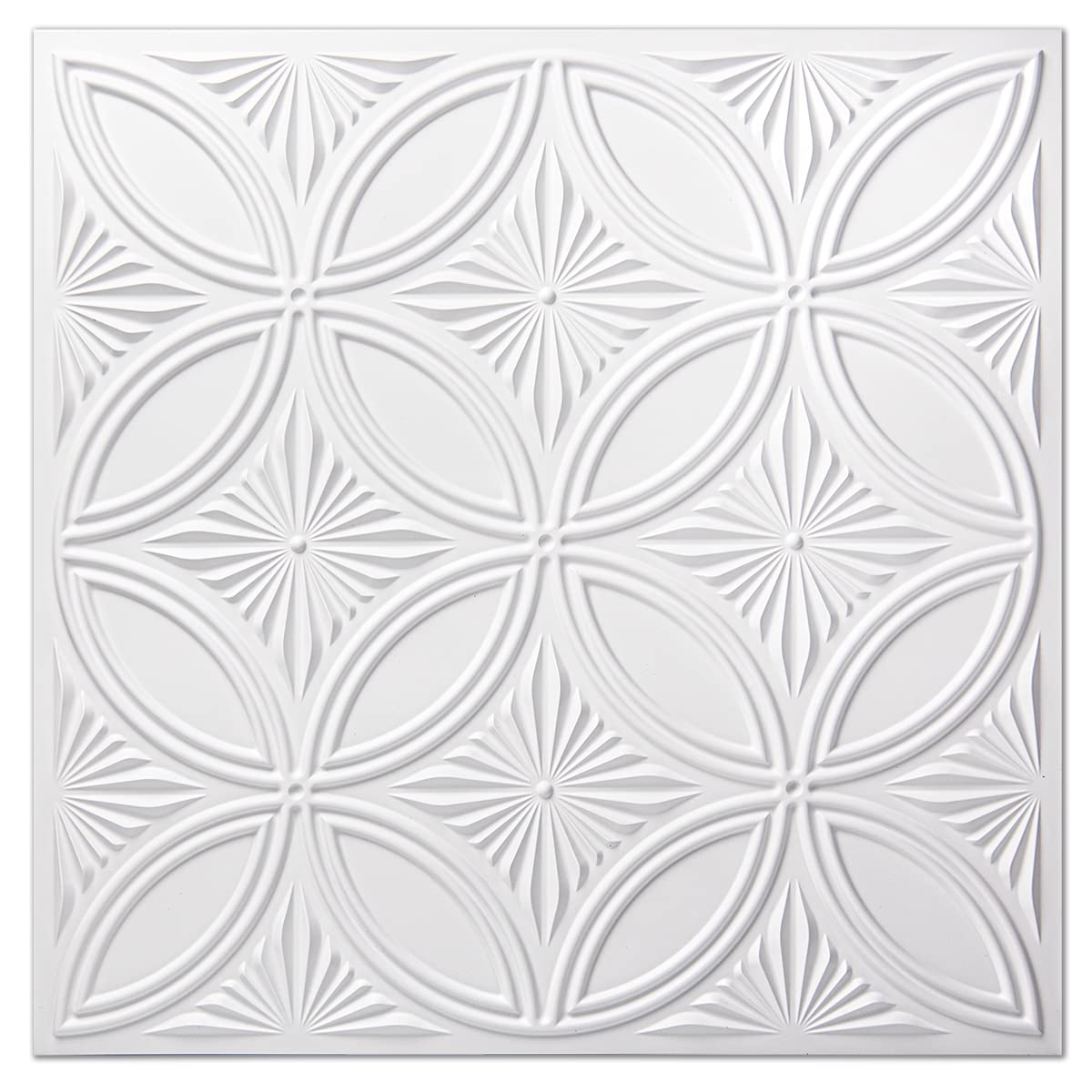 Art3d Decorative PVC Drop Ceiling Tile 2ft x 2ft in White,Glue up Ceiling Panel 24 x 24in.12pcs Art3d