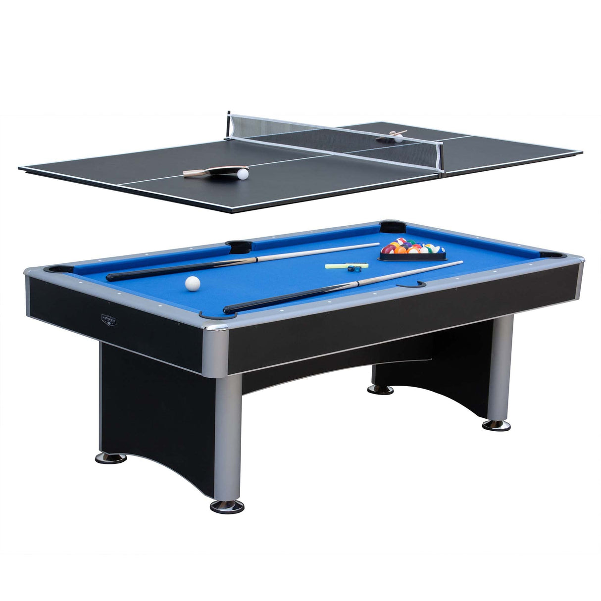 Hathaway Maverick II 7-Foot Pool and Table Tennis Multi Game with Blue Felt and Black Table Tennis Surface. Includes Cues, Paddles and Balls Hathaway