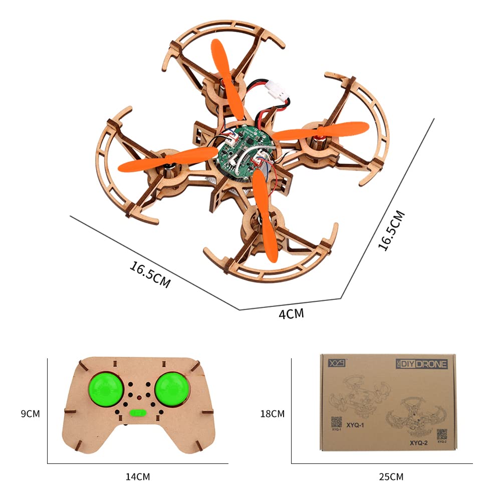 Diy Mini Wooden Drone RC Quadcopter Building Kits for Kids or Beginner,School Educational Science Kits Remote Control for Boys and Girls and Teens(Ages 5-7, 5-9, 8-12, 10+) gkfescc XYQ-2 gkfescc