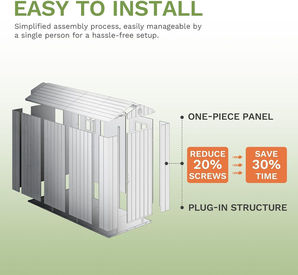 Patiowell 4x8 FT Outdoor Storage Shed with Floor & Windows, Lockable Resin Tool Shed for Garden, Backyard, Patio, and Lawn Equipment - Easy Assembly, All-Weather Protection, Gray (Fit-it Shed) Patiowell