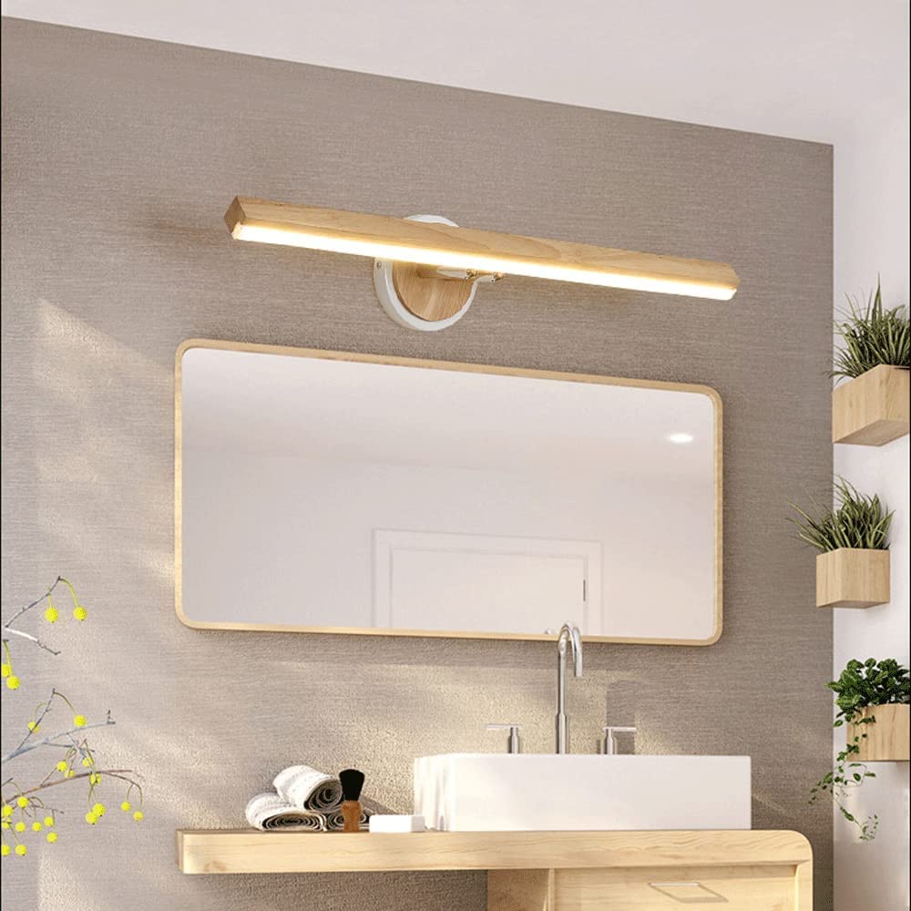 23" Rustic Vanity Light Fixture Over Mirror Rotatable Adjustable Vintage Wooden LED Wall Sconce Bar Bathroom Light Farmhouse Wall Lamp for Hallway Bedroom Living Room Washroom Cabinet WoodArtSupply