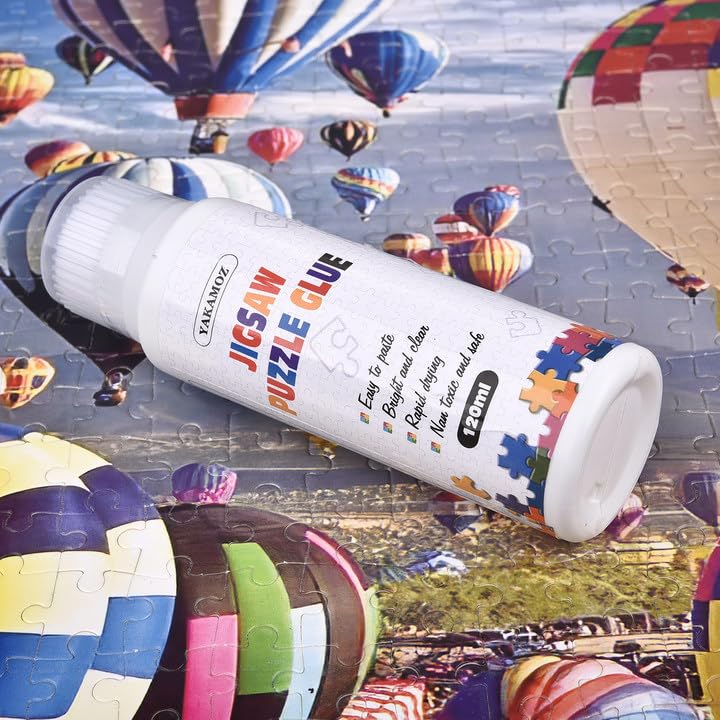 YAKAMOZ Jigsaw Puzzle Glue with Sponge Head for Adults Clear Water-Soluble Craft Puzzle Glue Quick Dry for 1000/1500/3000 Pieces of Puzzle,120ML YAKAMOZ