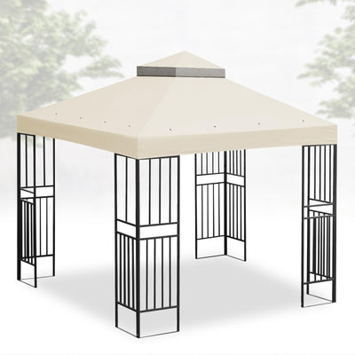 Mindsoft 10'x10' Gazebo Replacement Canopy Top Double Tiered Outdoor Canopy Cover Grill Gazebo Patio Canopy BBQ Gazebo Roof for Garden Resistant Shelter Durable Roof Cover
