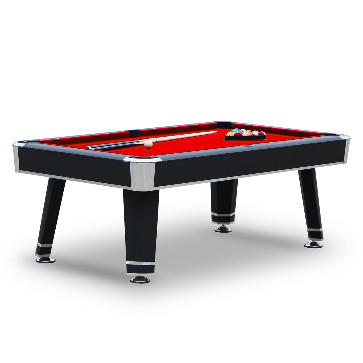 Hathaway Jupiter 7 Ft Heavy Duty Pool Table – Includes Cue Sticks, Billiard Balls, Brush – Modern Look for Family Billiards Games Room – Red Felt with Black Finish Hathaway