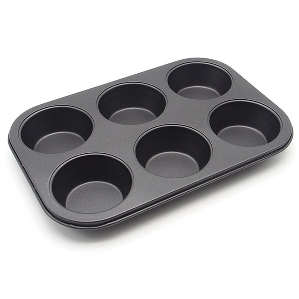HYTK Muffin Pan 6 Cup Cupcake Baking Pan No Stick Carbon Steel Easy Clean HYTK