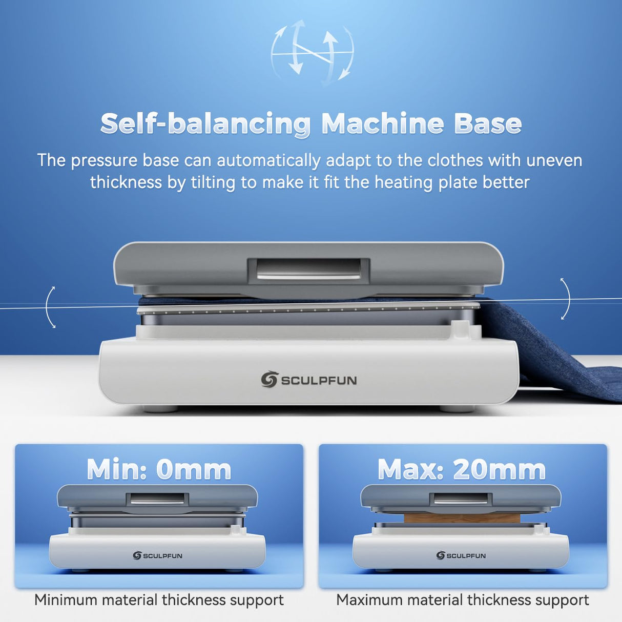 SCULPFUN H1 Upward Pressure Auto Heat Press Machine,3 Levels Adjustable Pressure Up to 176lb,Fast and Even Heating with Smart Control for DTF,T-Shirts,Sublimation,Vinyl,Heat Transfer Projects,15"x15" SCULPFUN