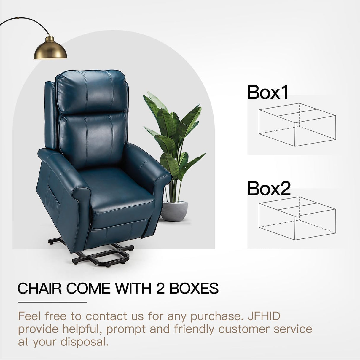 Esright Electric Power Lift Recliner Chair, with Side Pocket & Remote Control, Faux Leather Electric Recliner Chairs for Elderly, Blue Esright