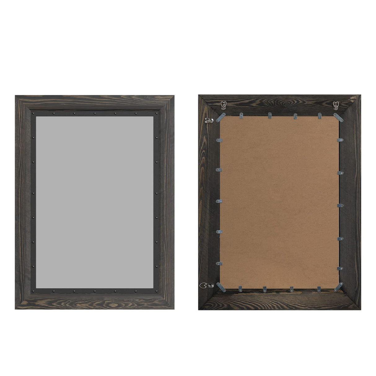 YOSHOOT Rustic Wooden Framed Wall Mirror, 48"x30", Natural Wood and Iron Bathroom Vanity Mirror for Farmhouse Decor, Vertical or Horizontal Hanging YOSHOOT