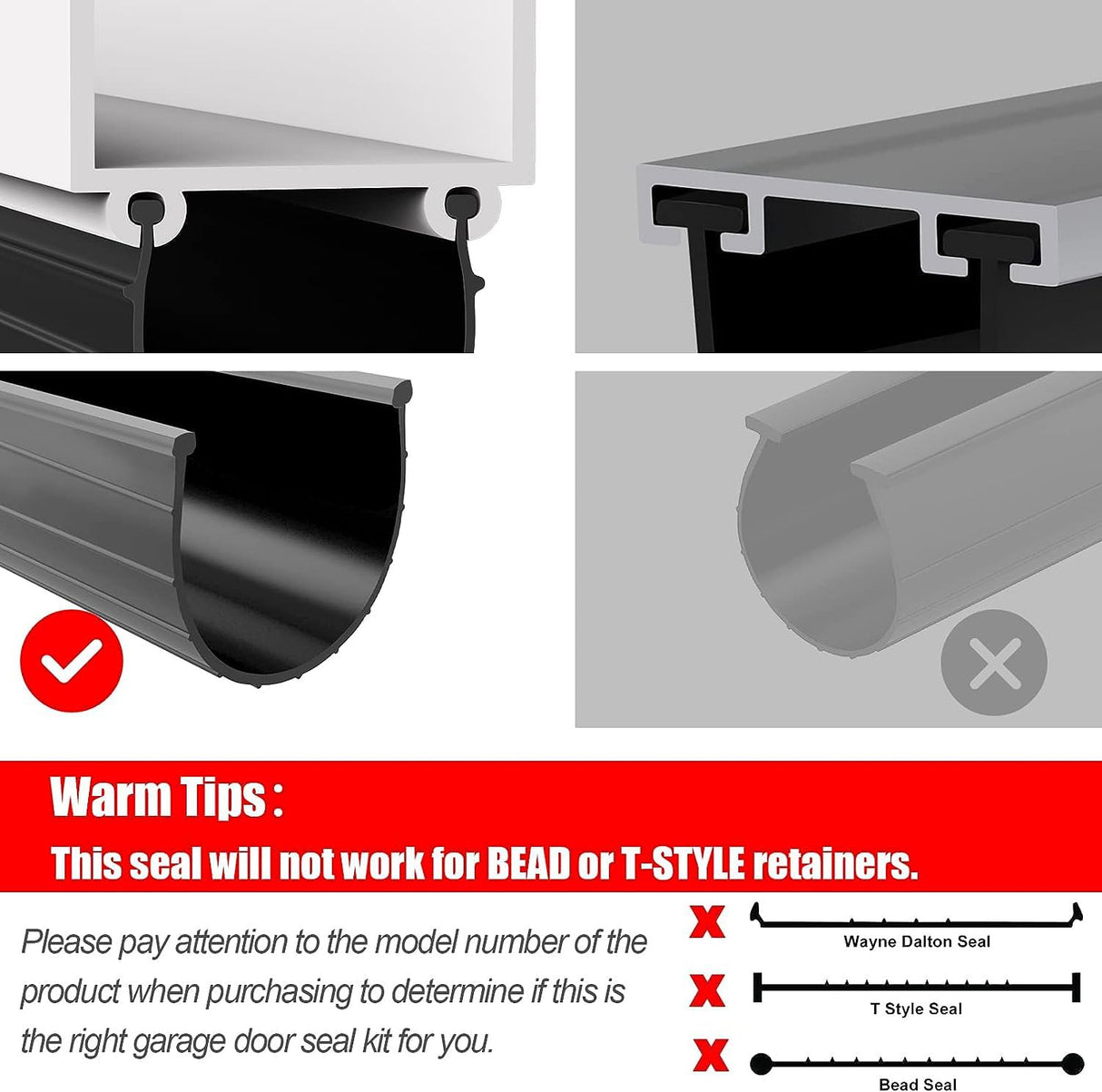 Replacement Wayne Dalton Garage Door Bottom Weather Seal 154448 for Weather Stripping Fit 16 feet Wide Doors (16 feet) Kscjdg