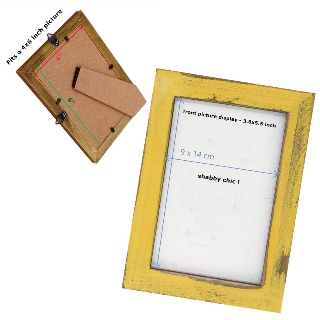 Yokoke 4x6 Inch Rustic Picture Frames - Farmhouse Distressed Frames 100% Reclaimed Wood Photo Frames for Tabletop or Wall Mounting - Vertical & Horizontal - Home Office Gallery Decor - 3 Pack Yokoke