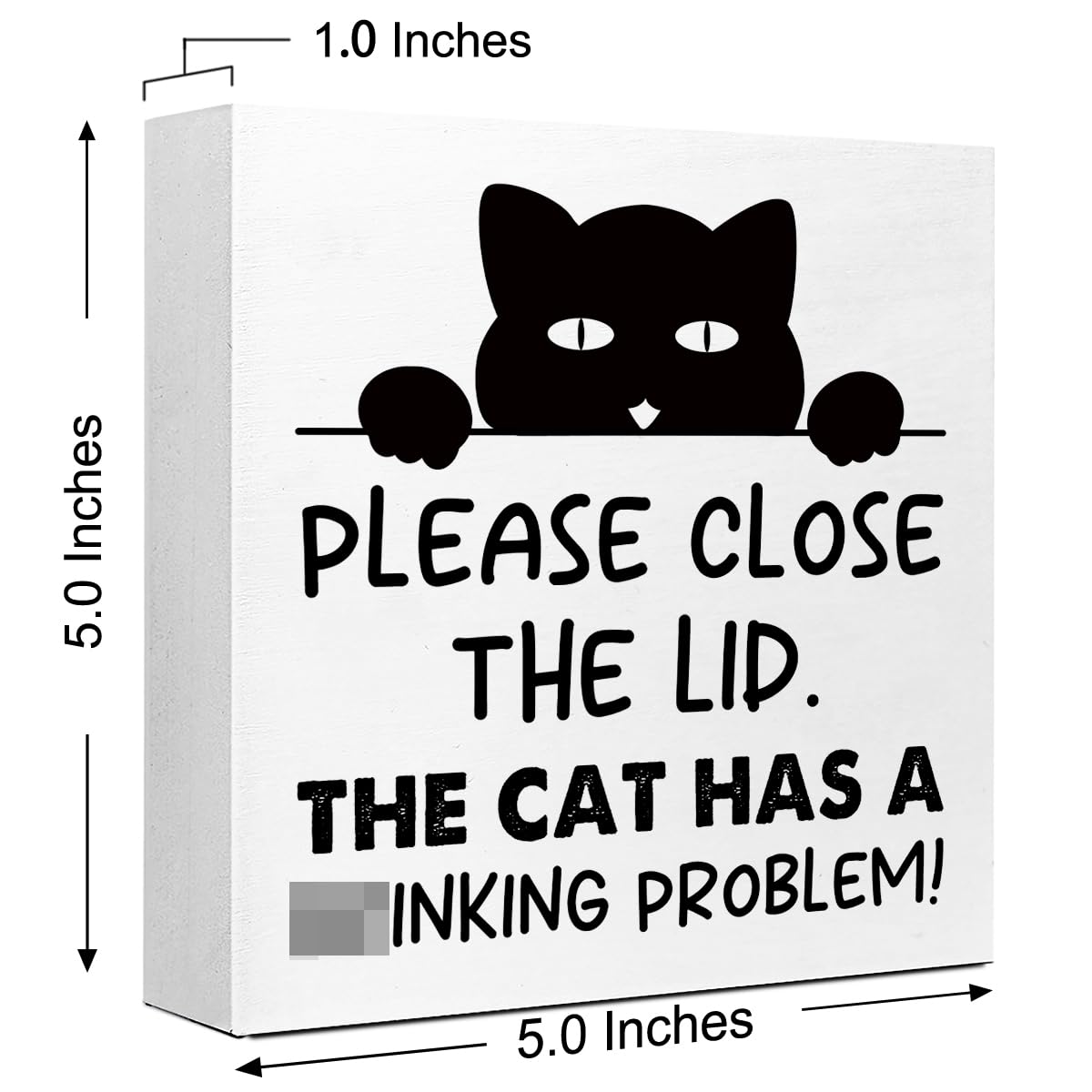 Cat Owner Bathroom Wood Block Signs,Please Close the Lid the Cat Has A Drinking Problem Wooden Box Sign for Bathroom Shelf Toilet Restroom Tabletop Desk Decor,Cat Lovers Sign Decor V585 LVQHI