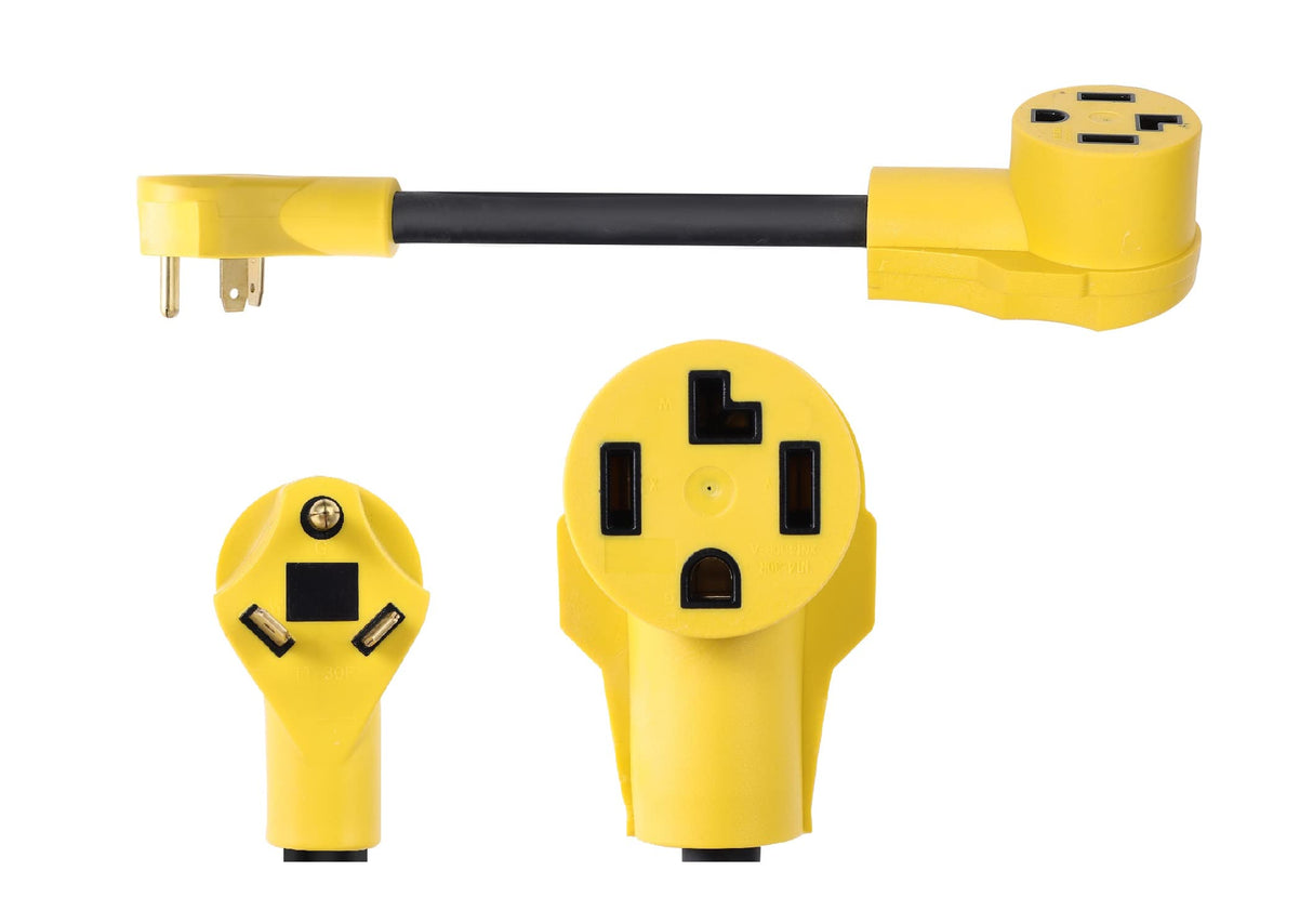 ONETAK NEMA TT-30P to 14-30R 120V 30 Amp 3 Prong RV Male Plug to 4 Prong Generator Female Outlet Receptacle EV Charger Compatible Tesla Gen 2 Power Cord Adapter ONETAK