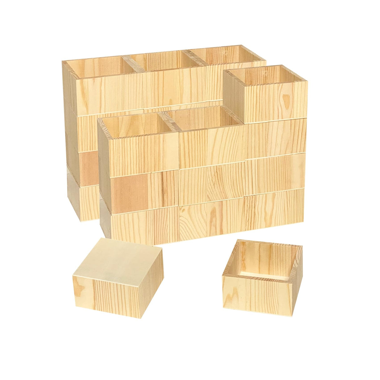 24 Pack 4 Inch Square Wood Box Unfinished Small Wooden Boxes for Crafts (Outer 4.1x 4.1x 2.4 in,Interior 3.5 x 3.5 x 2.3 in) Cregugua
