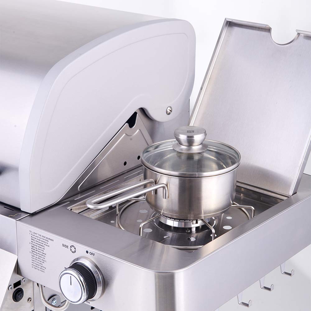 Monument Grills 77352 6-Burner Stainless Steel Cabinet Style Propane Gas Grill with Knob Controls, Side Burner, Built-In Thermometer, and Rotisserie Kit Monument Grills