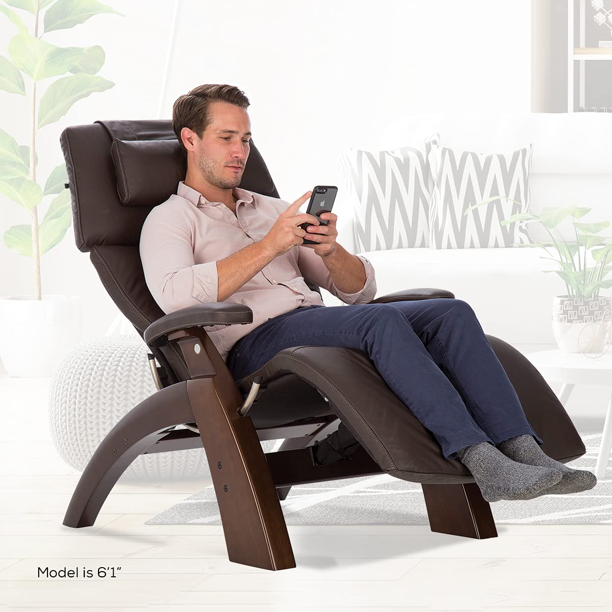 Human Touch Perfect Chair® PC-350 Classic Power Zero Gravity Leather Electric Recliner For Office, 3-Year Warranty, 46D x 32W x 46H Inch, Dark Walnut Espresso Human Touch