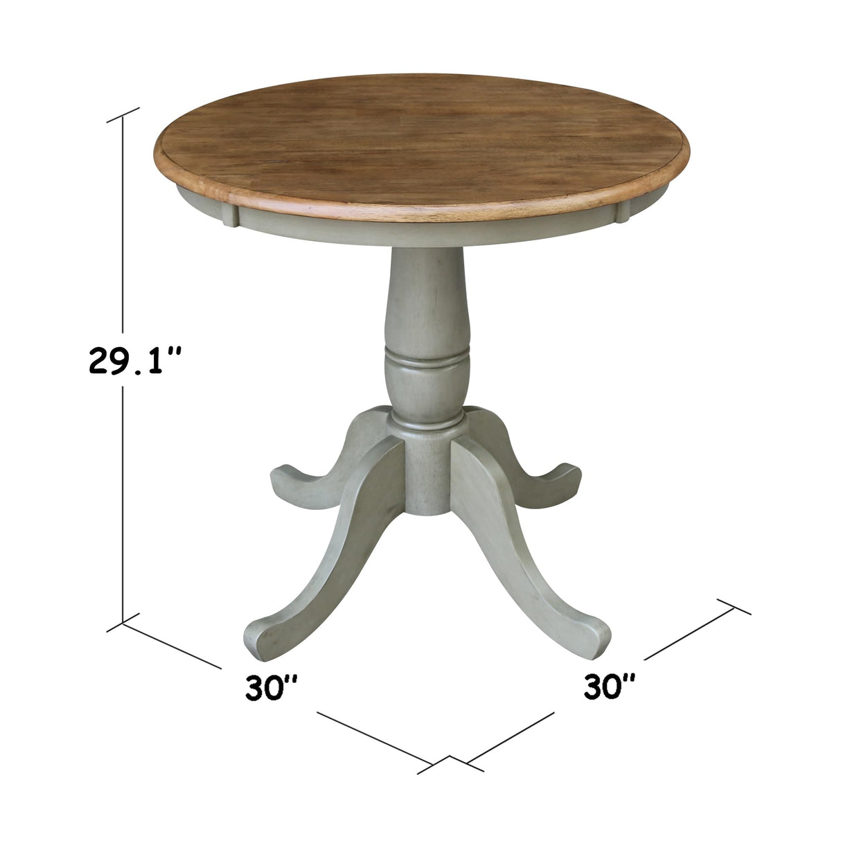 IC International Concepts International Concepts 30-inch Round Top Pedestal Dining Height Table, Distressed Hickory/Stone IC International Concepts