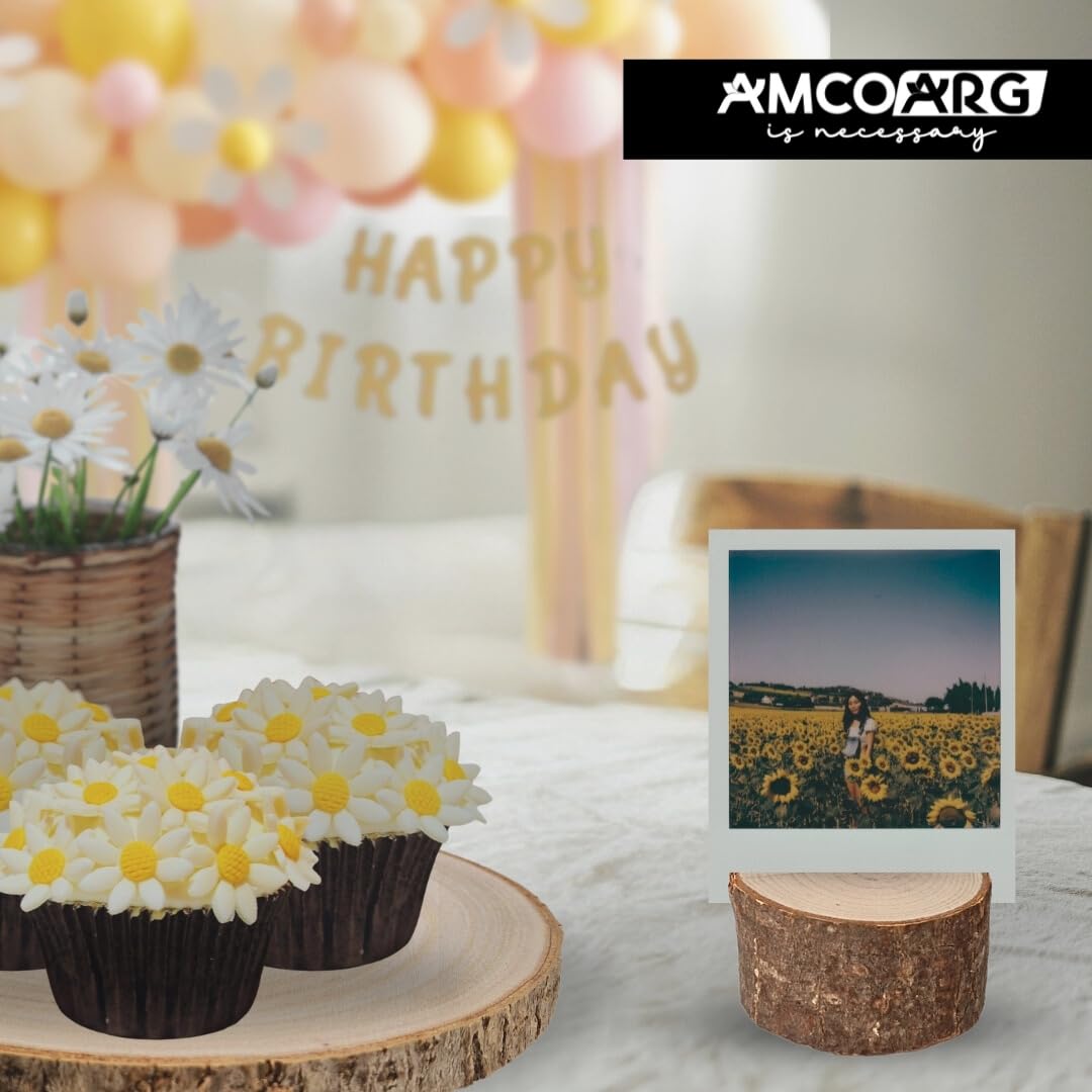 10 Pcs Wood slices for centerpieces 6-8 Inch, with 10 Versatile Candle Holders and Card Holders,and 20 Cards. Rustic wooden centerpieces for table for weddings,baby showers,DIY,crafts, party,home deco AMCOARG