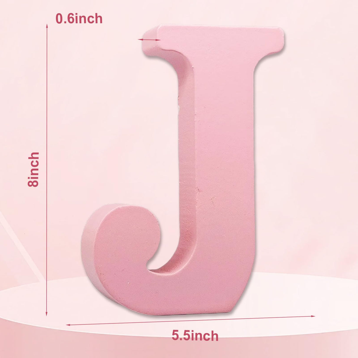 AOCEAN 8 Inch Pink Wood Letters Unfinished Wood Letters for Wall Decor Decorative Standing Letters Slices Sign Board Decoration for Craft Home Party Projects (J) AOCEAN