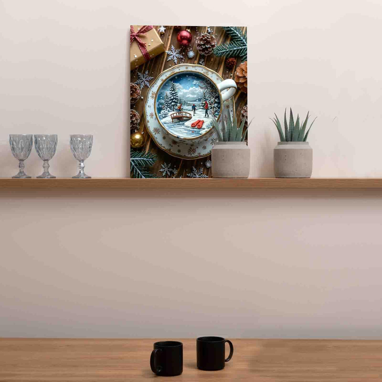 Tucocoo Christmas Themed Latte Paint by Numbers Kits 16x20 inch Canvas Xmas Winter Snow Scene Coffee DIY Oil Painting for Adults Beginner with Brushes and Acrylic Pigmen-Christmas Decor(Frameless) Tucocoo